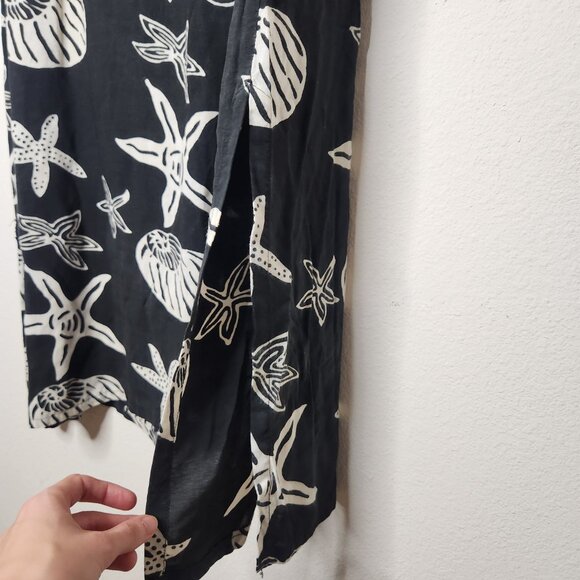 Peppermint Bay Womens Large Black White Seashells Maxi Rayon Tank Dress - Picture 3 of 6